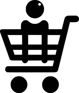 Alışveriş arabasının minimalist siyah beyaz simgesi