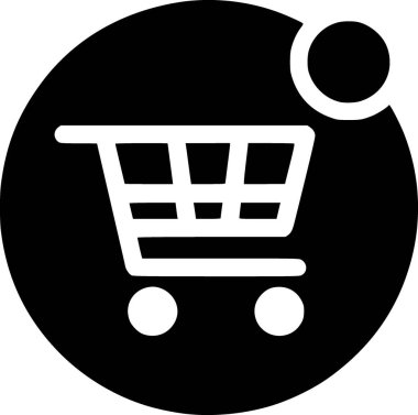 Alışveriş arabasının minimalist siyah beyaz simgesi