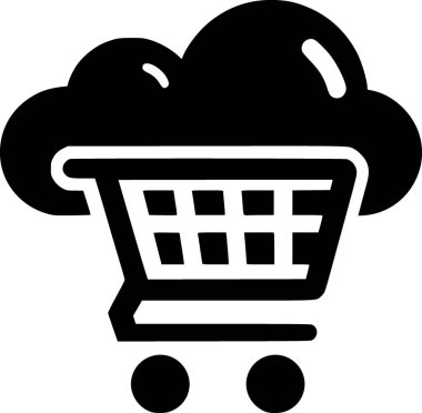 Alışveriş arabasının minimalist siyah beyaz simgesi