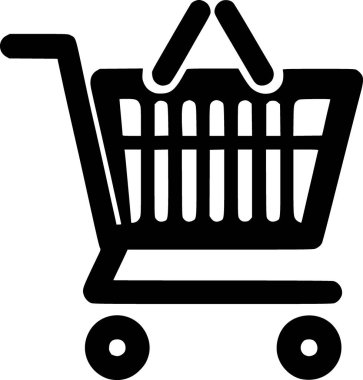 Alışveriş arabasının minimalist siyah beyaz simgesi