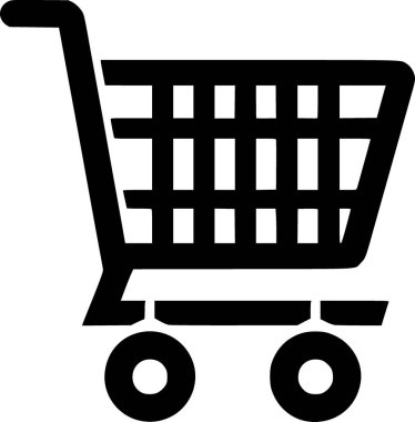 Alışveriş arabasının minimalist siyah beyaz simgesi