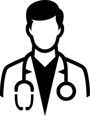 Steteskoplu, kendine güvenen bir doktorun silueti, minimum poz.