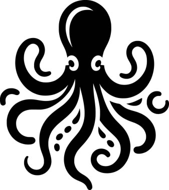 Ahtapotun akışkan minimalist formlu siyah beyaz vektörü