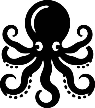 Ahtapotun akışkan minimalist formlu siyah beyaz vektörü