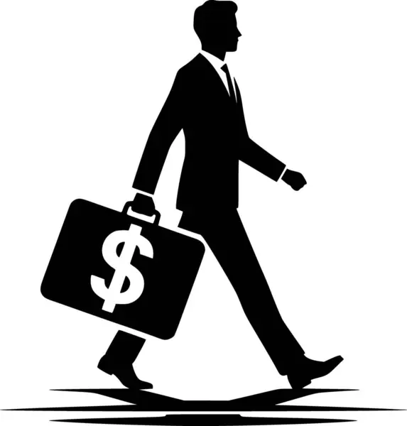Bir dolarlık evrak çantalı iş adamı silueti, güvenli bir şekilde ilerliyor..