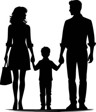 Aile silueti el ele tutuşuyor, basit ve iç açıcı bir an.