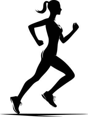 Dinamik koşu duruşu içinde koşan bir kişinin silueti, enerjik ve minimal
