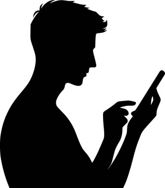 Telefon kullanan bir kişinin silueti, modern ve asgari yaşam tarzı simgesi