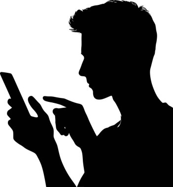 Telefon kullanan bir kişinin silueti, modern ve asgari yaşam tarzı simgesi