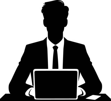 Masadaki dizüstü bilgisayarda yazan birinin silüeti, temiz ve teknolojik odaklı.