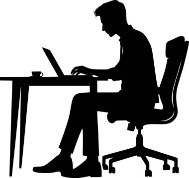 Masadaki dizüstü bilgisayarda yazan birinin silüeti, temiz ve teknolojik odaklı.