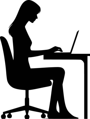 Masadaki dizüstü bilgisayarda yazan birinin silüeti, temiz ve teknolojik odaklı.