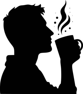 Dumanı tüten bir bardaktan içen birinin silueti.