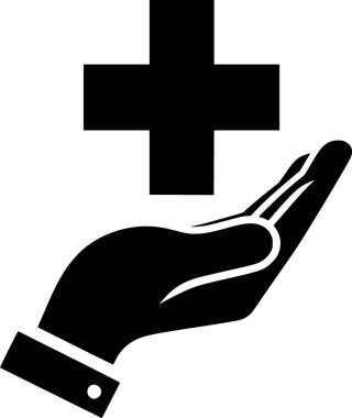 Tıbbi haç sembollü el silueti