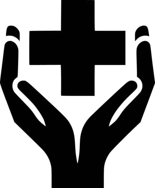 Tıbbi haç sembollü el silueti