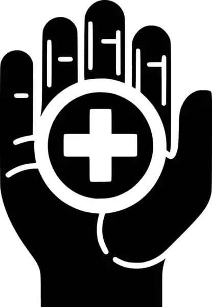 Tıbbi haç sembollü el silueti
