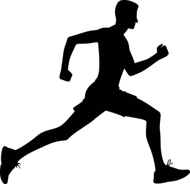 Siyah vektör biçiminde koşan bir kişinin minimalist silüeti