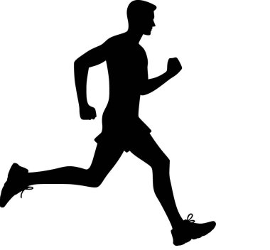 Siyah vektör biçiminde koşan bir kişinin minimalist silüeti