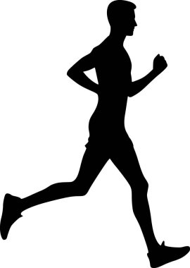 Siyah vektör biçiminde koşan bir kişinin minimalist silüeti