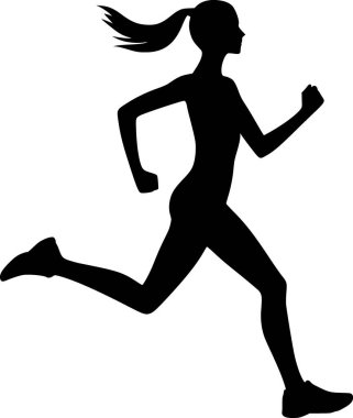 Siyah vektör biçiminde koşan bir kişinin minimalist silüeti