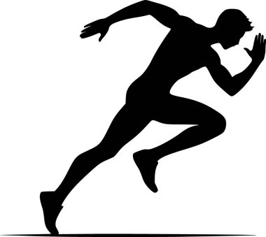 Siyah vektör biçiminde koşan bir kişinin minimalist silüeti