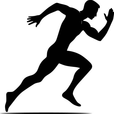 Siyah vektör biçiminde koşan bir kişinin minimalist silüeti