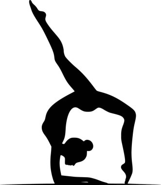 Bir kadının minimalist silueti jimnastik yapıyor, zarif pozlar veriyor.