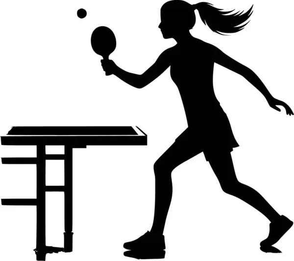 Masa tenisi oynayan kişinin düz vektörü, temiz minimalist tarzı