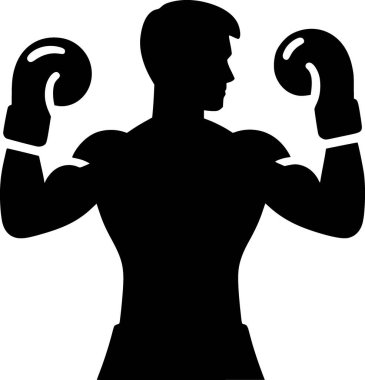 Eldivenlerle boks yapan birinin vektörü, temiz siluet.