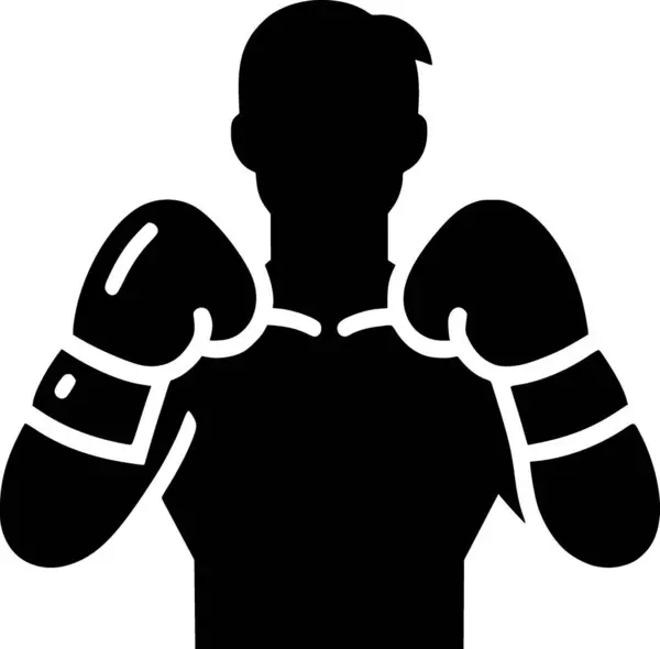 Eldivenlerle boks yapan birinin vektörü, temiz siluet.