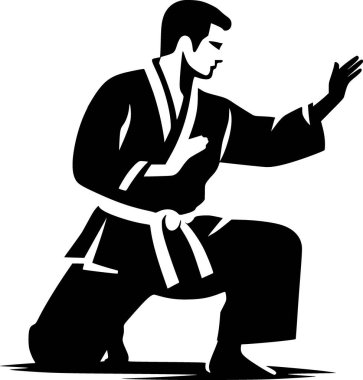 Aikido tekniğini uygulayan bir kişinin silueti, düz vektör