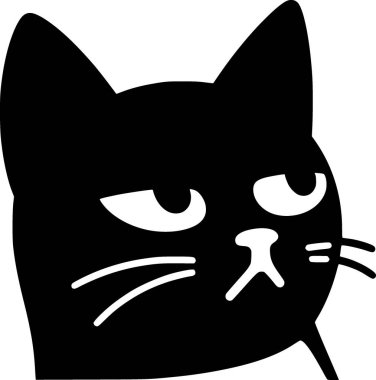 Kediye yan gözle bakıyorum, siyah vektör mim silueti, kalın görünüm.