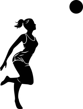 Voleybol oynayan birinin vektörü, minimalist siyah siluet