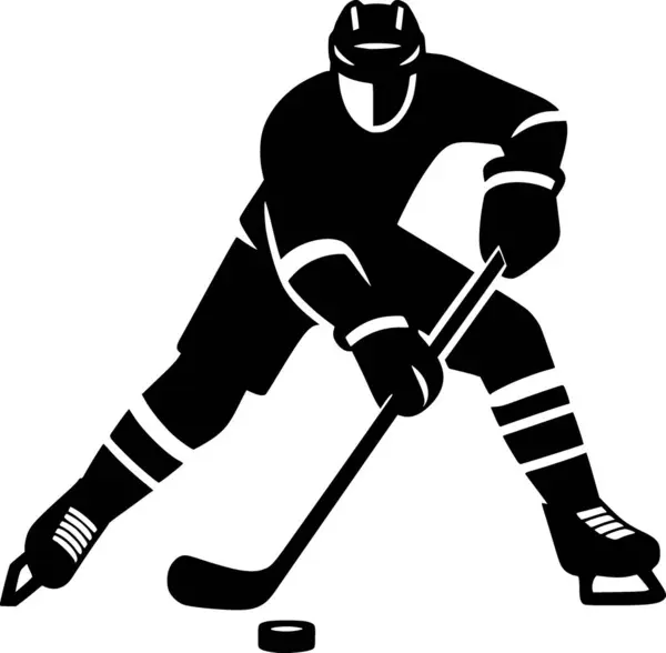 Buz hokeyi oynayan birinin silueti, düz ve temiz bir vektör.