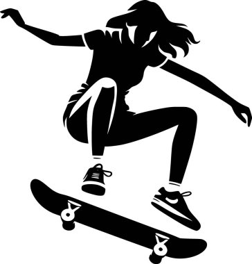 Kaykay numarası yapan bir kişinin silueti, düz vektör