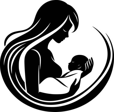 Bir bebeği uyutmak için sallamak, yumuşak ve yatıştırıcı minimalist vektör sanatı