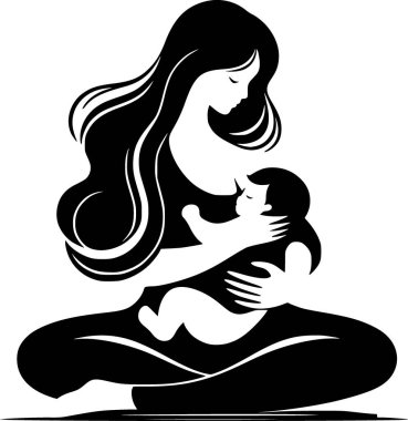 Bir bebeği uyutmak için sallamak, yumuşak ve yatıştırıcı minimalist vektör sanatı