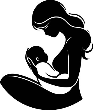 Bir bebeği uyutmak için sallamak, yumuşak ve yatıştırıcı minimalist vektör sanatı