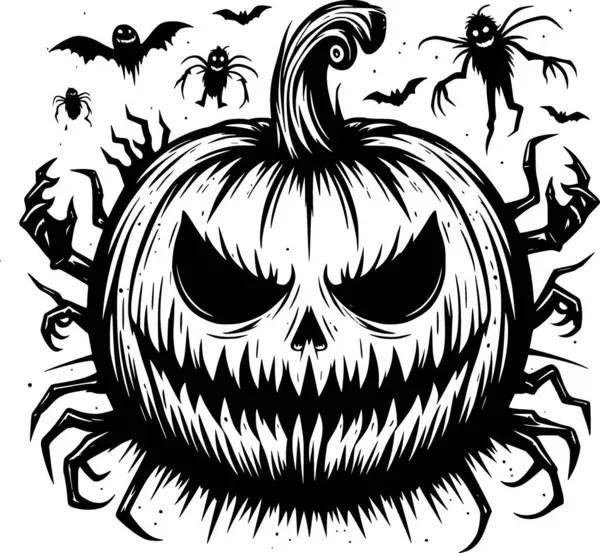 Şirin gülümseyen Cadılar Bayramı balkabağı çizgisi sanatı, çocukların eğlencesini boyamak için mükemmel.