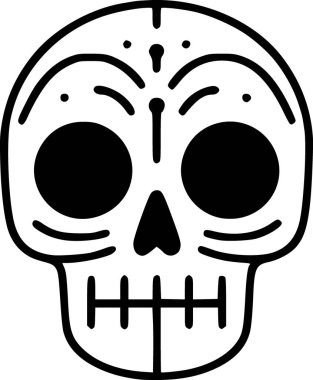 Basit kafatası karalama sanatı, çocuklar için Cadılar Bayramı illüstrasyonu ve baskı.