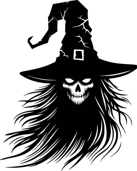 Cadılar Bayramı 'nda çocukların cadılar bayramı eğlencesi için klasik siyah-beyaz çizgili şapkalı ürkütücü cadı sanatı.