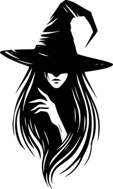 Cadılar Bayramı 'nda çocukların cadılar bayramı eğlencesi için klasik siyah-beyaz çizgili şapkalı ürkütücü cadı sanatı.