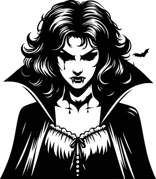 Siyah ve beyaz cadılar bayramı sanatı. Korkutucu vampir karakteri. Çocuklar için mükemmel.