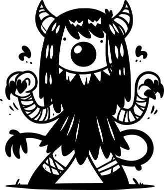 Cadılar Bayramı karalama tarzında basit bir canavar çizgi filmi. Ürkütücü ama şirin. Cadılar Bayramı temalı çocuklar için mükemmel görünüyor.