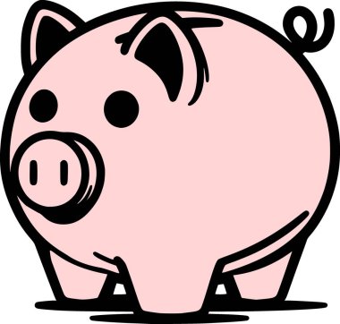 Çizgi film kumbarası beyazda izole edilmiş.