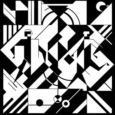 Siyah-beyaz Bauhaus futbol sahası, posterler, taktikler ve modern spor temalı dekorlar için idealdir..