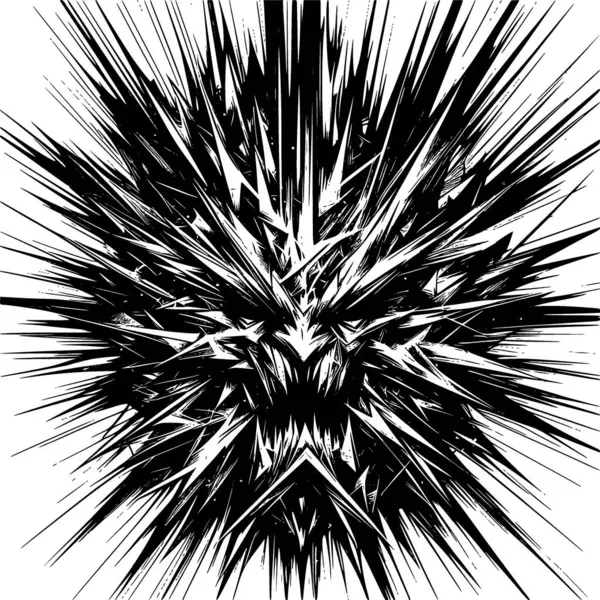 Keskin çizgilerle, kaotik geometriyle ve yayılan gerilimle, iç basıncı ve uçuculuğu ifade eden siyah ve beyaz vektör..