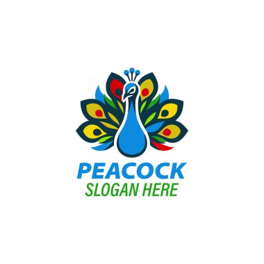tavuskuşu logo şirketi beyaz vektör illüstrasyonunda izole edildi