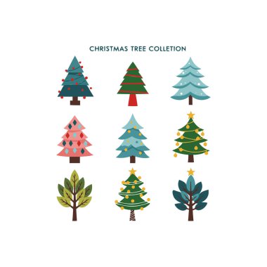 Noel ağacı vektör kümesi.