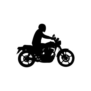 Motosikletli bir adam. Silüet. vektör illüstrasyonu